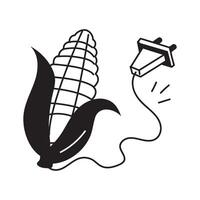 Corn with plug, concept icon of bio energy in modern style vector