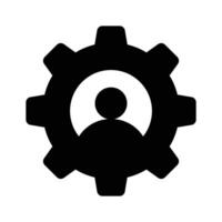 Hr management, Gear with a person inside, symbolizing user settings and management vector