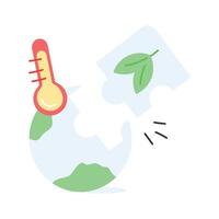 Illustration of Earth with a rising temperature icon vector