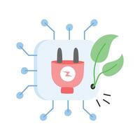 Circuit with plug and leaf symbolizing eco friendly technology vector
