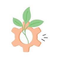 Leaves and cogwheel showing the concept of eco process vector