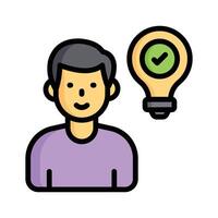 Person with a lightbulb, symbolizing ideas and creative thinking vector