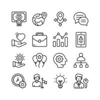 This vibrant icon set features various business and success related symbols vector