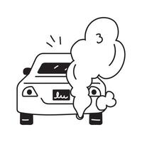 Car emitting smoke, illustrating vehicle related air pollution design vector