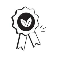 Green ribbon icon with a leaf symbol vector