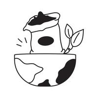 Globe with waste symbolizing global pollution and its effects. vector