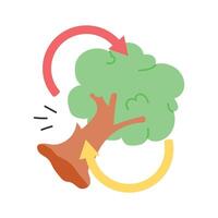 Tree with recycling arrows, indicating sustainable forestry and recycling vector