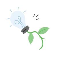 Icon of a leaves connected with a bulb depicting bio electricity vector