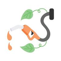 Fuel pump with leaf, symbolizing plant based biofuel vector