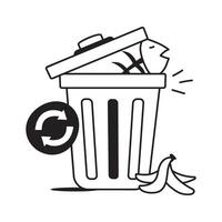 Bin with arrows representing the recycling process vector
