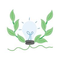 Icon of a leaves connected with a bulb depicting bio electricity vector