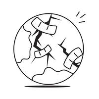 Trendy hand drawn doodle icon of damage earth in trendy style vector