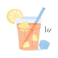 Refreshing iced tea with lemon, perfect for hot days vector
