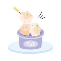Soft tofu block, versatile for cooking or vegan dishes vector