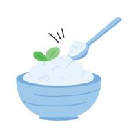 Chinese rice in a bowl with chopsticks, editable icon of rice bowl vector