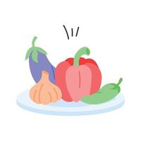 Assorted vegetables, a healthy option for meals and snacks vector