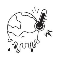 Melting Earth icon representing climate change and global warming vector
