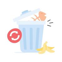 Bin with arrows representing the recycling process vector