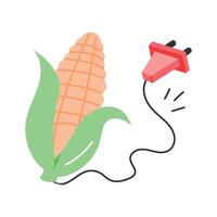 Corn with plug, concept icon of bio energy in modern style vector