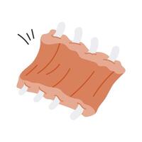 Savory roasted ribs, hand drawn icon design vector