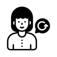 Woman with refresh icon, symbolizing customer service and support vector
