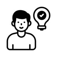 Person with a lightbulb, symbolizing ideas and creative thinking vector