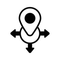 Location icon with arrows, symbolizing direction and navigation vector