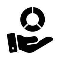 Pie chart and hand, representing data analysis and insights vector