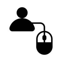 Person icon with mouse, symbolizing user interaction and navigation vector