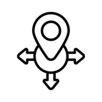 Location icon with arrows, symbolizing direction and navigation vector