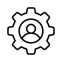 Hr management, Gear with a person inside, symbolizing user settings and management vector