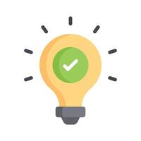 Lightbulb with a check mark, indicating an approved idea vector