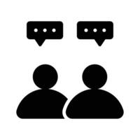 Two people with speech bubbles, symbolizing team discussion or chat vector