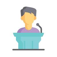 Person at a podium, symbolizing delivering a presentation or speech vector