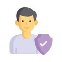 A person with a shield, representing security and protection vector