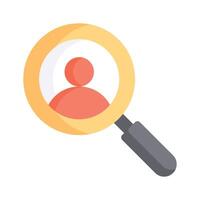 Magnifying glass with a person, symbolizing recruitment and talent search vector