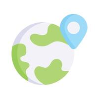 Globe with a location pin, symbolizing international reach vector
