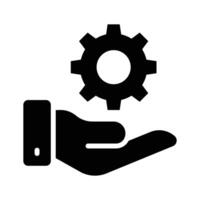 Hand holding a gear, symbolizing technical assistance vector