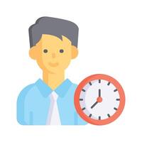 Clock with person concept icon of punctuality vector