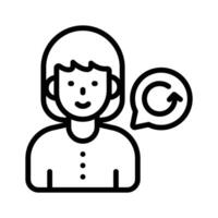Woman with refresh icon, symbolizing customer service and support vector