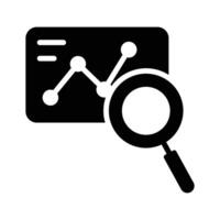 Graph with magnifying glass, symbolizing market research vector