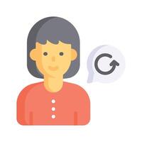 Woman with refresh icon, symbolizing customer service and support vector