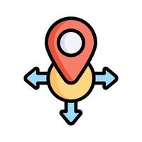 Location icon with arrows, symbolizing direction and navigation vector