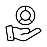 Pie chart and hand, representing data analysis and insights vector