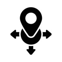 Location icon with arrows, symbolizing direction and navigation vector