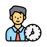 Clock with person concept icon of punctuality vector