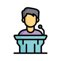 Person at a podium, symbolizing delivering a presentation or speech vector