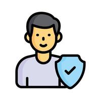 A person with a shield, representing security and protection vector