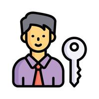 Key icon with person, representing access or permissions vector