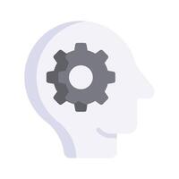 A head with a gear, representing strategic thought and planning vector